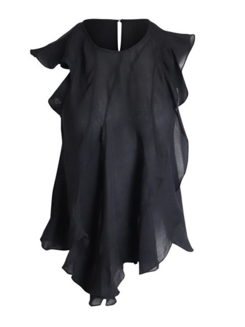 Isabel marant silk flutter top in black